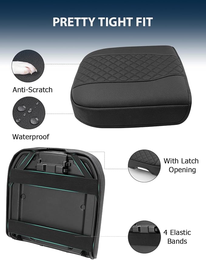 Center Console Cover for Chevy Silverado & GMC Sierra 1500 Accessories 2019-2025, Tahoe & Suburban & Yukon 2021-2025, Vinyl Car Armrest Protector, Floor Console Bucket Seat Only, Anti-Scratch, Black