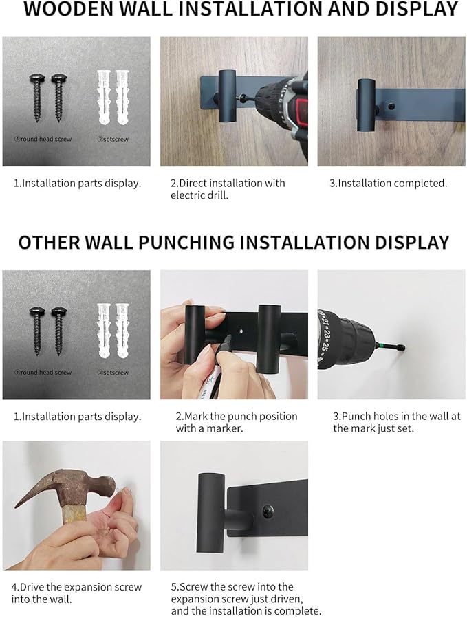 Wall Mounted Coat Rack-4 Hooks, Heavy Duty Stainless Steel Hook Rail for Towel Coat Hat Purse Bag Jacket, Towel Hooks for Entryway Bathroom Kitchen (Black 4 Hooks - 1 Pack)