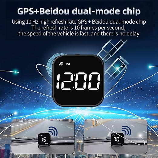 G4S Digital GPS Speedometer, Car HUD Heads Up Display with Digital Speed in MPH KPH, Overspeed Alarm, Driver Fatigue Reminder, Multifunction Speedometer Universal for All Vehicle, Fuel Cars