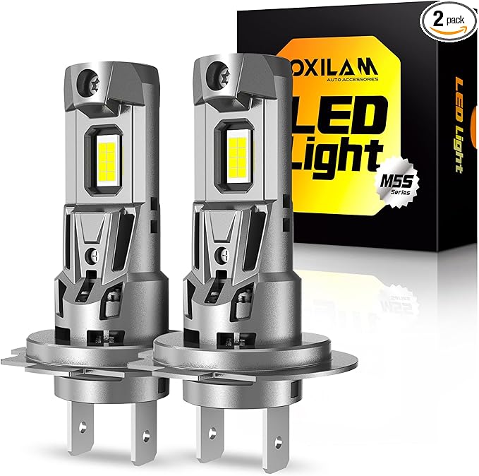 OXILAM H7 Light Bulbs 6500K White, 38000LM 800% Super Bright H7 Fog Lights, Real 1:1 Mini Size with Fan, Non-polarity, No Adapter Required, Canbus ready, IP68, Pack of 2