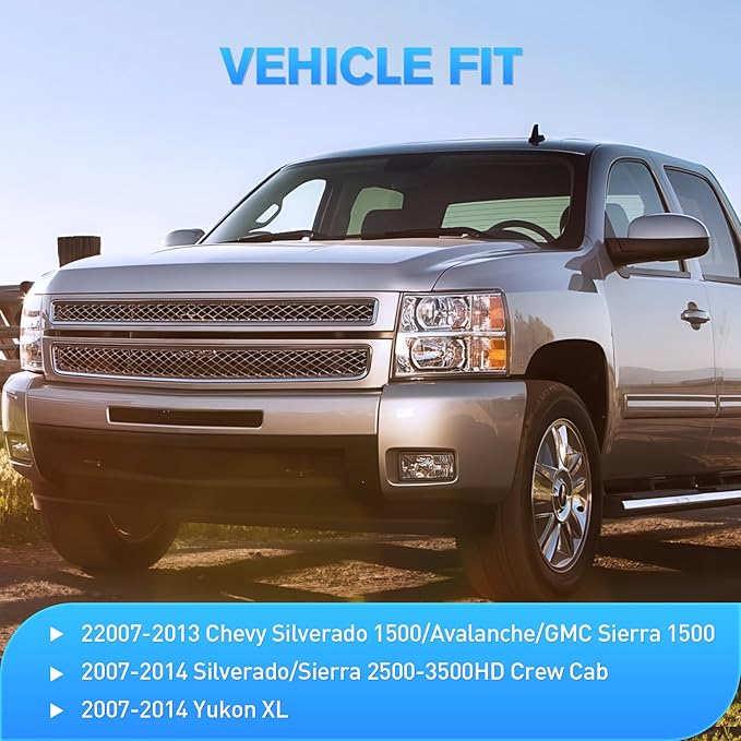 Nilight Window Visor Compatible with Chevy Silverado 1500/Avalanche 2007 2008 2009 2010 2011 2012 2013 GMC Sierra 1500/Silverado/Sierra 2500-3500HD Crew Cab Yukon XL in Channel Rain Guards