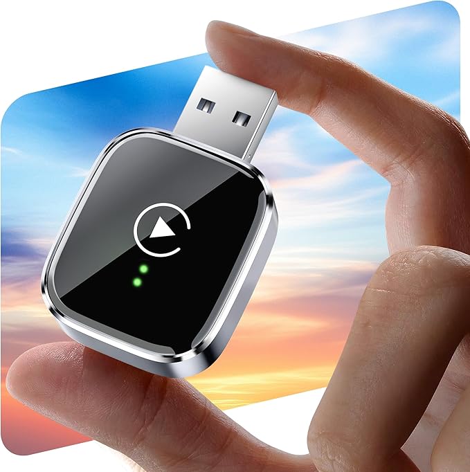 Redlake Wireless CarPlay Adapter for iPhone 2025 Wireless Apple CarPlay Adapter Mini Size with Cable USB & USB-C/Type-C Plug and Play Stable Connection and No Delay