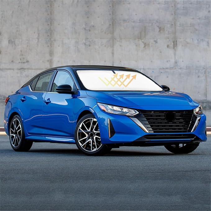 Sun Shade for Sentra Sedan Windshield Sunshades for 2020 2021 2022 2023 2024 2025 Nissan Sentra Sedan Accessories Windshield Cover Foldable Front Window Shields Sun Visor Blocks UV Rays Heat