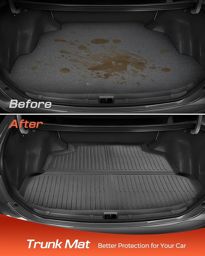 Car Floor Mats for Toyota Corolla: 2009-2013 Cargo Liner, All Weather Car Mats Trunk Accessories Custom Fit for Corolla 2009 2010 2011 2012 2013, TPE Rubber Carpet for Corolla 10th Gen Tech Black 4PCS