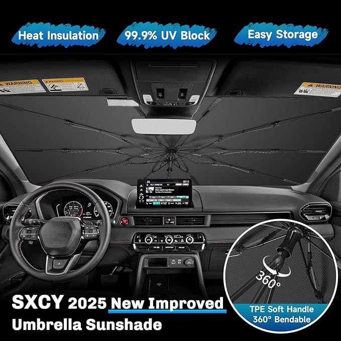 SXCY for 2023 2024 2025 Honda Pilot Windshield Umbrella Sunshade [Easier Foldable] for 2023 2024 2025 Honda Pilot Accessories 2024 2025 Pilot Sunshade Umbrella 2025 Pilot Windshield Umbrella Sun Shade