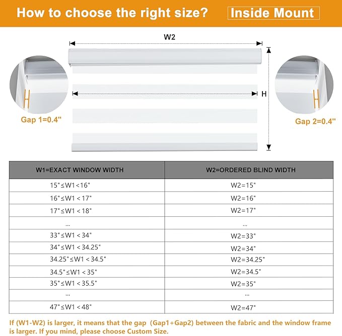 Persilux Zebra Blinds Cordless Blinds & Shades (55" W x 72" H, White) Free Stop Roller Window Shades, Light Filtering Blinds for Windows, Light Control for Day and Night