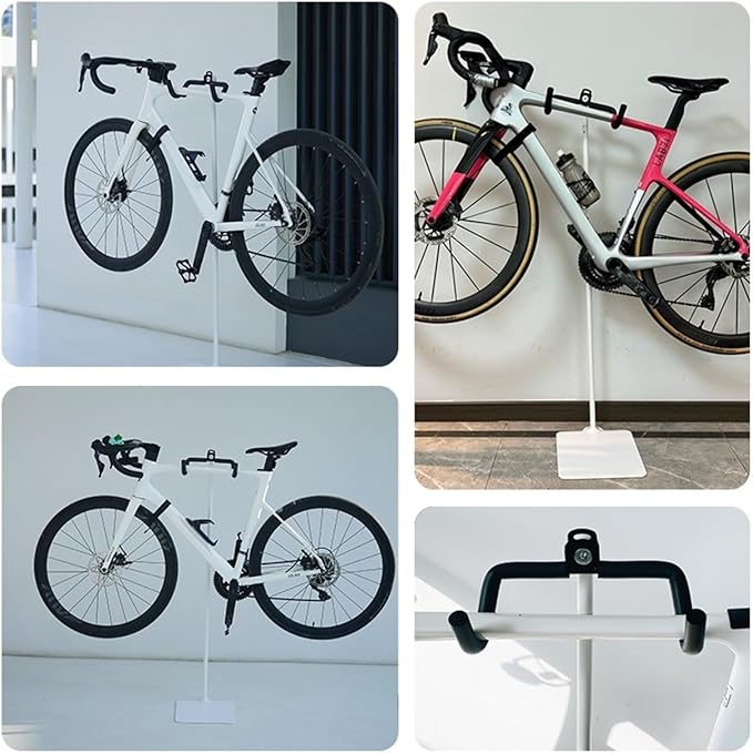 Rcool Carbon Steel Bike Stand,Adjustable 24-51in,Home Garage Parking Rack,Stable Anti-Slip,Durable Install,Frame Protection,Space-Saving，White