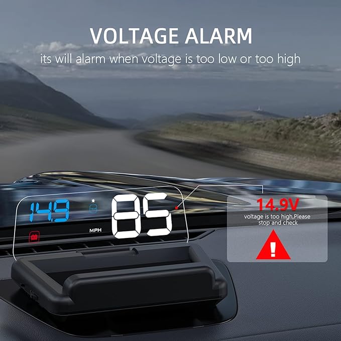 Heads up Display for Cars, C500 Car Digital GPS Speedometer, Stereo Projecting Display with Reflector, Speed, RPM, Water Temperature, Over Speed Alarm Remind, Fatigue Driving Reminder (C500)