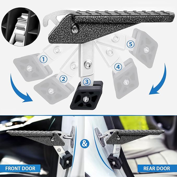 TOOENJOY Extra Protection Car Door Latch Step Both Feet Stand Pedal Ladder/No Assemble Foldable Heavy Duty Car Gadgets for Roof Rack Access Max Capacity 400lbs