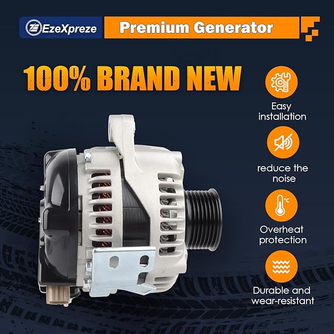 Ezexpreze 11034N Alternator Compatible with Toyota Camry 04-06, Highlander 04-07, Solara 04-08 & Scion tC 05-10, L4 2.4L, 12V 100Amp Clockwise 7-Groove Pulley, OE# 104210-3880, 27060-0H100