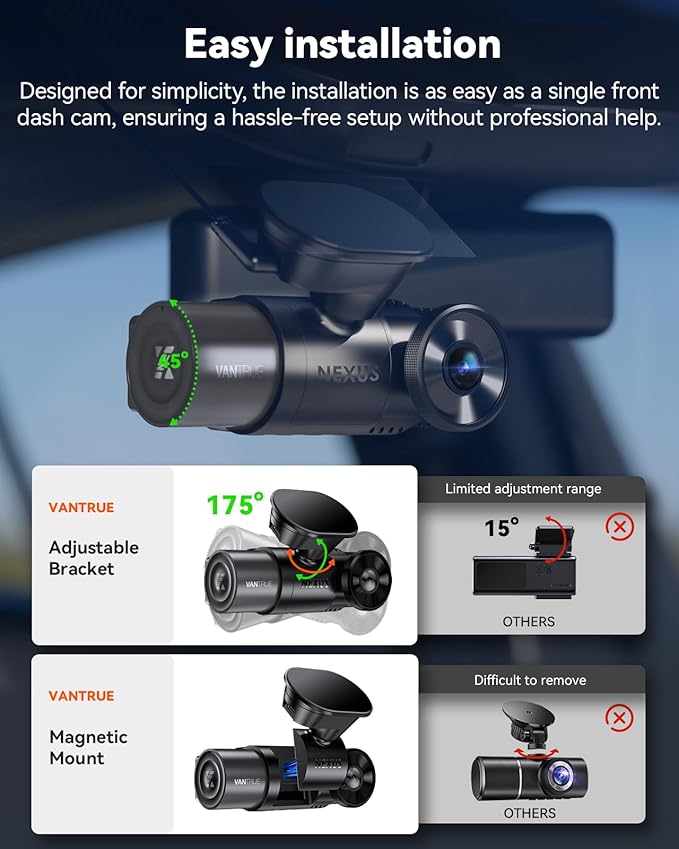Vantrue N2X 2.7K Uber Dash Cam Front and Inside, 5G WiFi Dual Dash Camera for Car with HDR IR Night Vision, STARVIS 2, GPS, 2.5K/60FPS, LTE Support, 24/7 Parking Mode, Voice Control, Support 512GB Max
