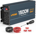 1500W Pure Sine Wave Power Inverter DC 12V to AC 110V 120V Converter with 2 AC Outlets, QC3.0 18W USB-A, PD30W USB-C Port Car Inverter with LCD Display and Remote Control for Truck RV Home