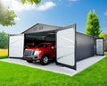 10x20 Metal Shed, Metal Garage Building with 2 Lockable Doors, Prefab Garage Shed with 4 Air Vents, Large Sheds & Outdoor Storage Clearance, Car Sheds for Truck, Tool, Lawnmower, Black
