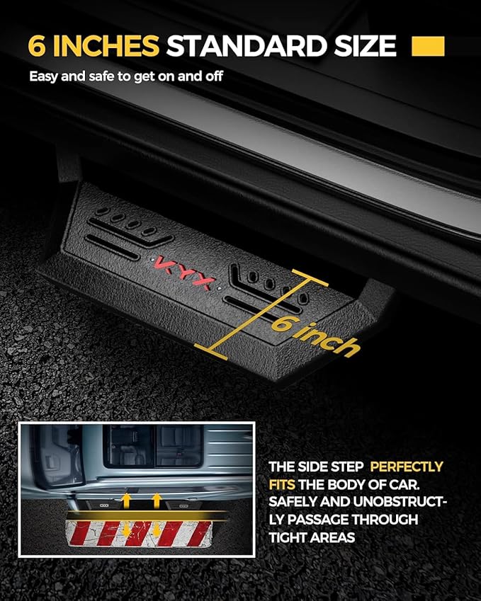 KYX Running Boards for 2015-2025 Ford F150 SuperCrew Cab/ 2017-2025 Ford F250 F350 SuperDuty Crew Cab, 6 inches Side Steps Nerf Bars Truck Step Rails