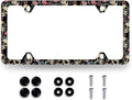 Skulls Flowers License Plate Frame Colorful Skull License Plate Stainless Steel Funny Accessories Cars Decor 12.2 X 6.2 Inch with 4 Holes and Screws Fits Standard Us Ca Vehicles