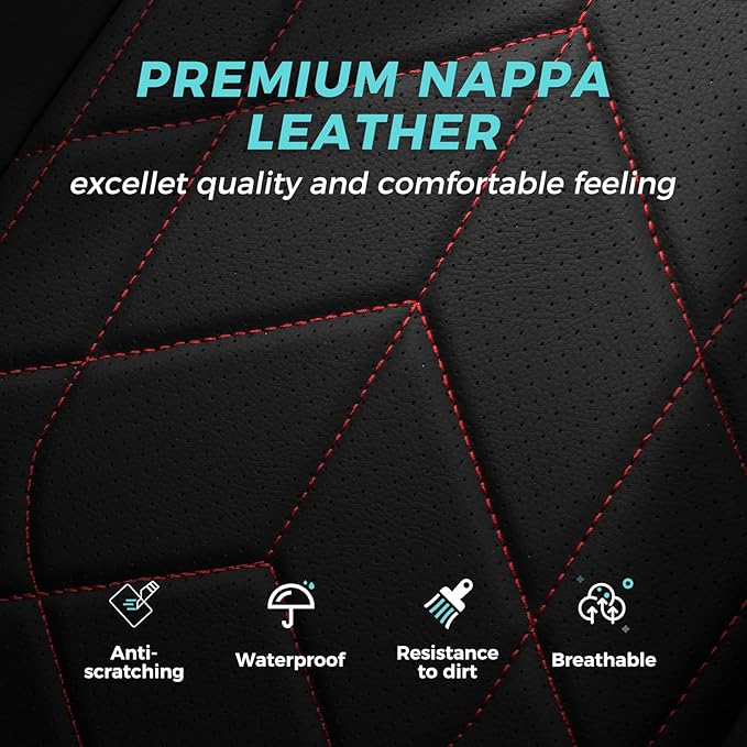 for Honda CRV Seat Covers Custom Fit 2017-2022 EXL EX LX Sport,Touring,Hybrid - Luxury Waterproof Leather Car Seat Covers Full Set - BlackRed