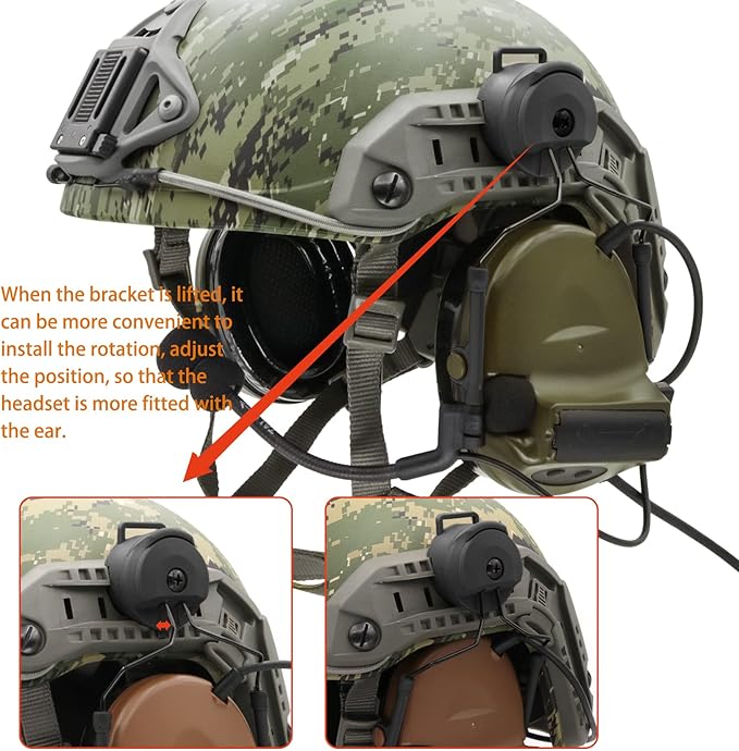 COMTA 2 Helmet-Type Tactical Headset with U94 PTT 2pin，Noise Canceling Headphones，for Airsoft Hunting Shooting