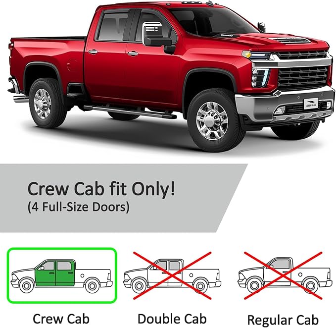 Voron Glass in-Channel Extra Durable Rain Guards for Chevrolet (Chevy) Silverado/GMC Sierra 2500HD/3500HD 2020-2025 Crew Cab, Window Deflectors, Vent Window Visors, 4 Pieces - 200298