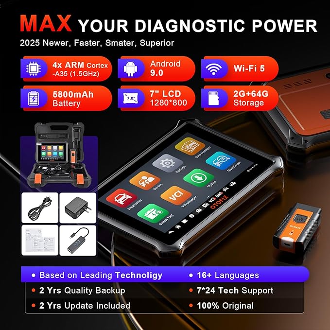 OTOFIX D1 Lite 2025 Bidirectional Scan Tool, 2 Years Free Update, 38+ Services, All System Diagnostic Scanner, Active Tests, AutoAuth FCA SGW, AutoVIN, CAN FD & DoIP, 99% Car Coverage