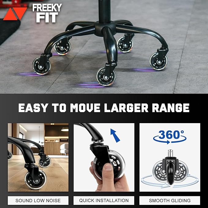 Rolling Stool with Wheels, Garage Shop Stool with Backrest, Roller Seat with Pneumatic Adjustable Height 16.93"-19.69", Heavy Duty Multi-Purpose Chair for Shop Salon Office Home, Red