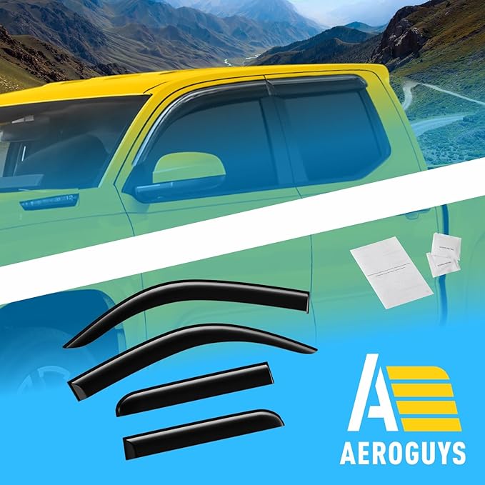 Extra Durable Window Deflectors Tape-On Window Visors Rain Guards Fit for Toyota Tacoma Double Cab 2024-2025, Sun Visors, Wind VentVisors, Window Vent Shades, Exterior Car Accessories - 2 pcs. AG0849