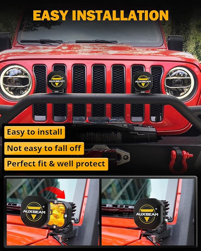 Auxbeam 3" LED Pod Light Covers, XP-Ultra Series PC Lens Offroad Protective Covers for Specific Light Model (No Compatible Color Play Series)