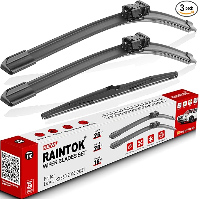 Windshield Wiper Blade Set Replacement for Lexus RX350 2016 2017 2018 2019 2020 2021 Original Equipment Replacement Front Rear Windshield Wiper Blade-26"/20"/16" (Set of 3) Top Lock