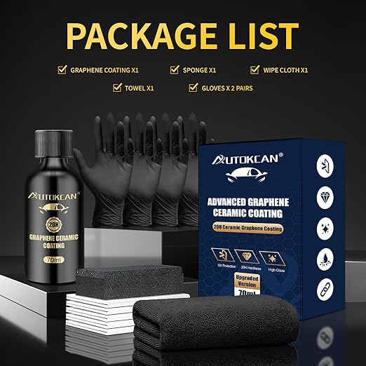 Graphene Ceramic Coating(70ml), Advanced 20H Ceramic Coating for Cars Long Lasting High Gloss Nano Graphene Coat Kit Hydrophbic Mirror Paint