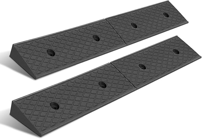 DNA MOTORING 2pcs 2" Rise Rubber Curb Ramp Heavy Duty Loading Driveway Ramp Threshold Ramp 38.6 in L x 5.9 in W x 2 in H for Loading Dock, Warehouse, Wheelchair, Motorcycles, Cars, TOOLS-00643