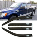 4pcs Original Shatterproof Outside Mount Style Window Rain Guard Shield Side Window Wind Deflectors Dark Smoke Vent Window Visors Compatible with 2009-2014 F-150 SuperCrew/Crew Cab Only 94155