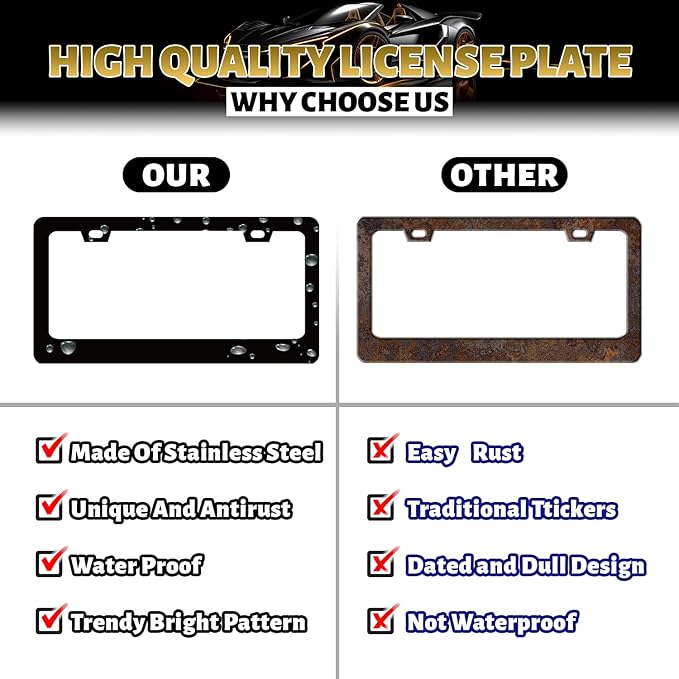 Piano Music License Plate Frame Music Notes License Plate Holder Stainless Steel Front and Rear Car Tags Auto Parts Funny License Plate Decoration with Screws for Men Women s 12.2"x 6.2"