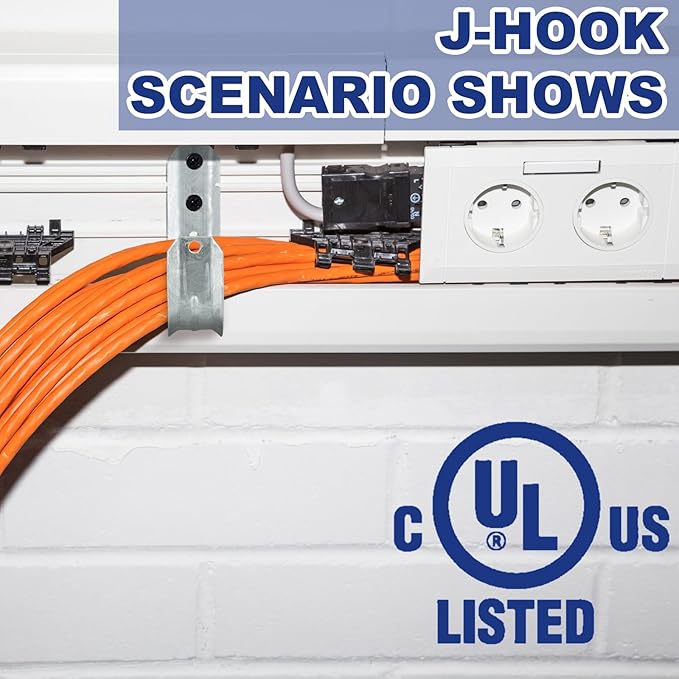 Gisafai 200 Cable Support J Hook, Cable Hooks for Hanging, Heavy Duty Metal Hooks for Wire Management, G60 Galvanized Steel (2 Inch)