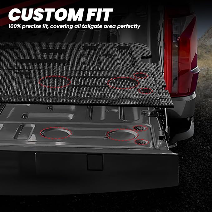 LASFIT Tailgate Mat for Ford F-150 2021-2025(Without Work Surface or Pro Access Tailgate) Truck Tailgate Liner All Weather Protector TPE Tailgate Cover, 1pc Black