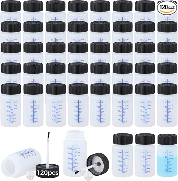 120 Pcs 2 Oz Touch Up Paint Container - Empty Paint Touch Up Bottles with Brush, Safe Lids, and Mixing Balls for Fixing Car Scratches