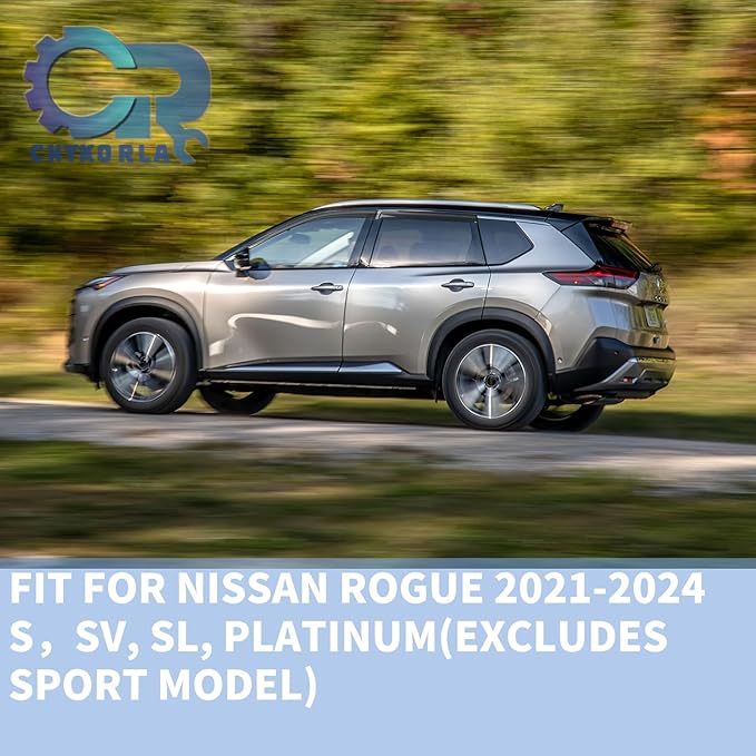 Window Rain Guards Fit for 2021-2025 Nissan Rogue S, SV, SL, Platinum, 4-Piece Acrylic Set with 3M Tape 2.5mm Thick Highway Wind Noise Reduction Exterior Car Accessories 2022 2023 2024