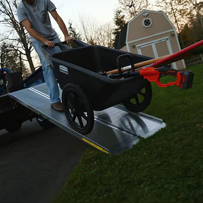 EZ-ACCESS TRAVERSE Singlefold Portable Loading Ramp Heavy Duty Aluminum Safe Non-Slip Platform with Carrying Handles, 4 Foot, Silver