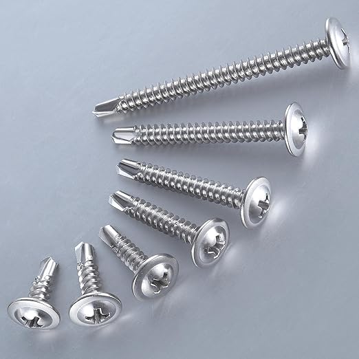Wensilon（300pcs）#8×1/2”for Sheet Metal Self-Tapping Screws 410 Stainless Steel Truss Head High-Strength Quick Tapping Screws