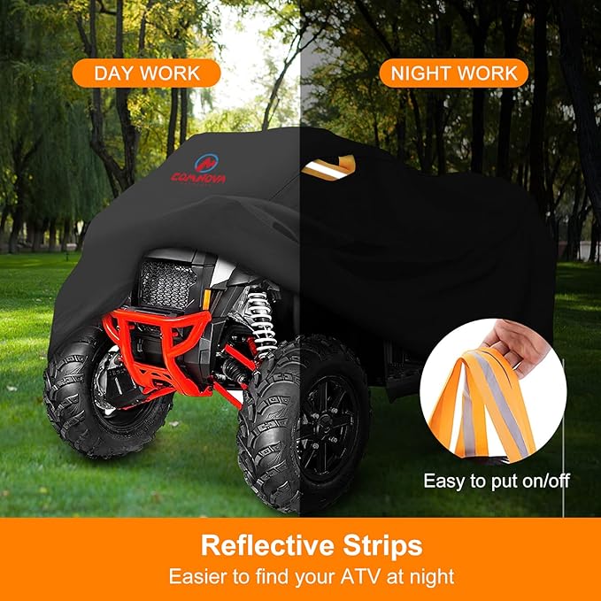 Comnova ATV Cover for 4 Wheelers - 101 Inch ATV Covers 600D Heavy Duty & Waterproof, Outdoor Four Wheeler Quad Cover All Weather Large for Polaris, Kawasaki, Arctic Cat, Honda, Yamaha and More