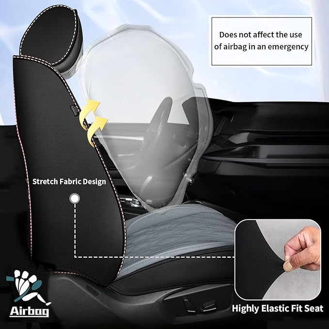Leather Seat Covers for Car Fit for Toyota Camry 2012-2025 Full Set Car Seat Covers Waterproof Non-Slip Automotive Seat Cushion Protectors (5 Seats,Black&Grey)