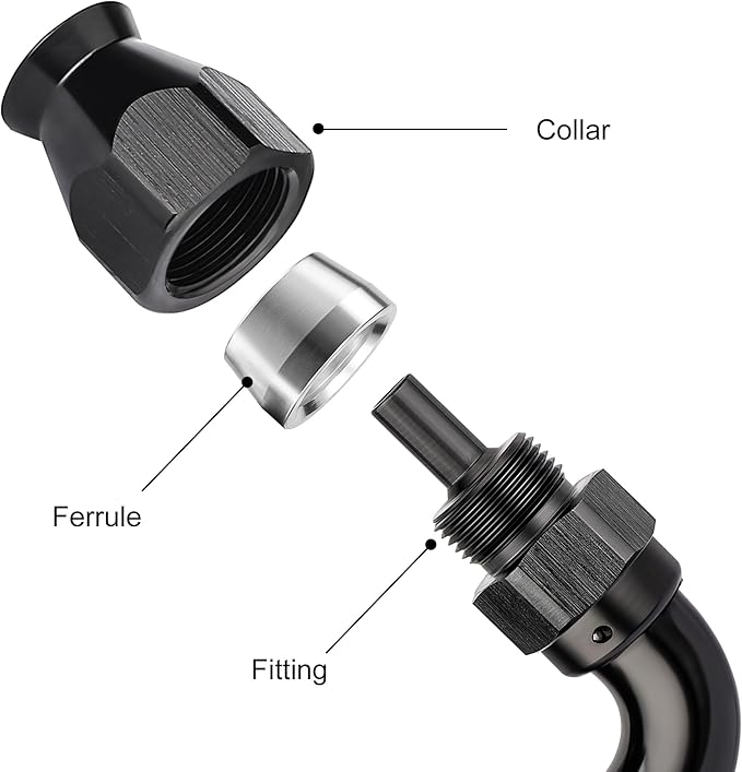 EVIL ENERGY 4AN 120 Degree PTFE One Piece Full Flow End Hose Fitting Aluminum Black