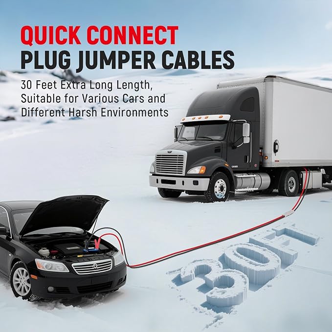 TOPDC 30FT Heavy Duty 0 Gauge Jumper Cables with Quick Connect Plug,1500Amp Booster Cables for Car, Truck, SUV & Vehicles Includes Carry Case, Gloves, Brushes (30 Feet)