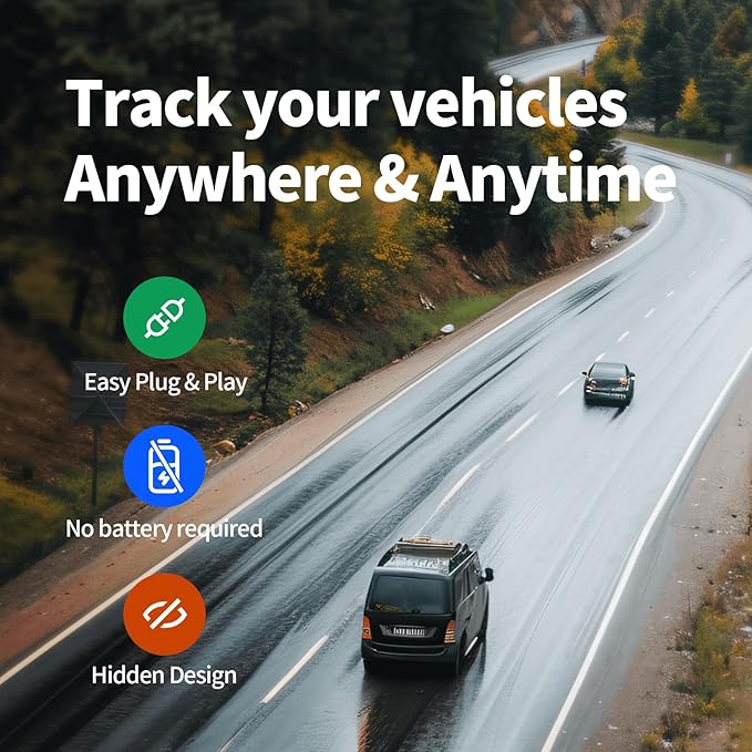 Wired GPS Tracker for Vehicles No Monthly Fee, No Subscription, Real-Time Tracking, 4G SIM and Data Included, Trip History, GeoFence, Driving Alerts, Waterproof