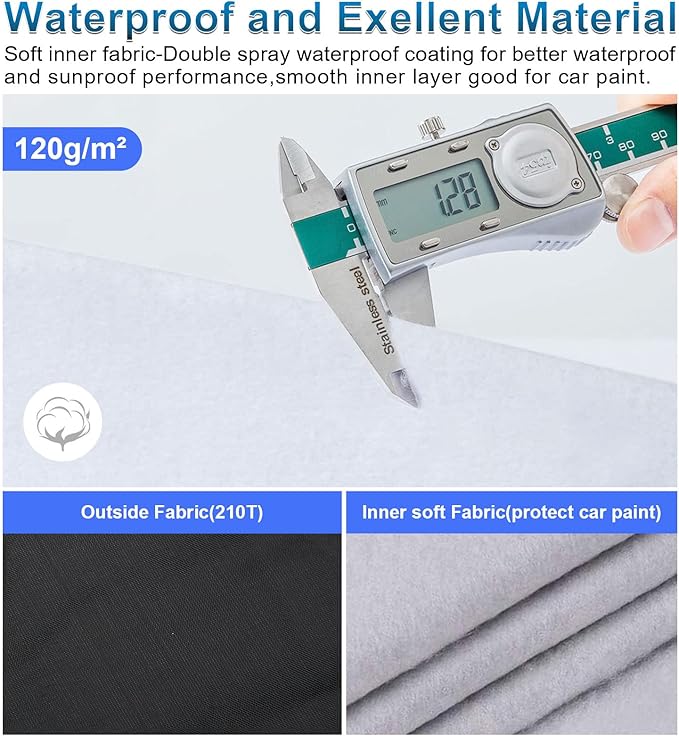 Universal Sedan Car Cover Fit for Mercedes-Benz C-Class, BMW 3 Series, Audi A3,Waterproof All Weather Heavy Duty Anti-UV Windproof Snow Protection - 177''~185''(L)