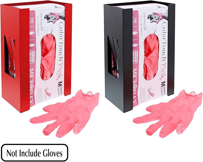 EMENTOL 2PCS Magnetic Glove/Tissue Dispenser Holder Set, Red and Black Glove Dispenser Wall Mount, Mount Onto Tool Box or in Workshops