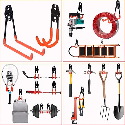 3-H Heavy Duty Garage Hooks [10 Pack] - 3-Round Welding Tech Holds 22lbs More - Thickened Steel Wall Mount for Ladders, Tools & Storage - Rustproof Utility Hardware