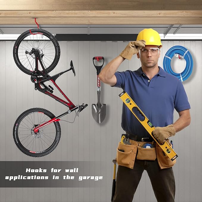 Bike Hooks Heavry Duty 6-Pack,Bicycle Storage Hanger Screw in Ceiling Hooks,Utility Hooks for Wall,Garage,Garden Organization and Storage,Fits Hanging All Bike Types,Bicycle Storage Hooks