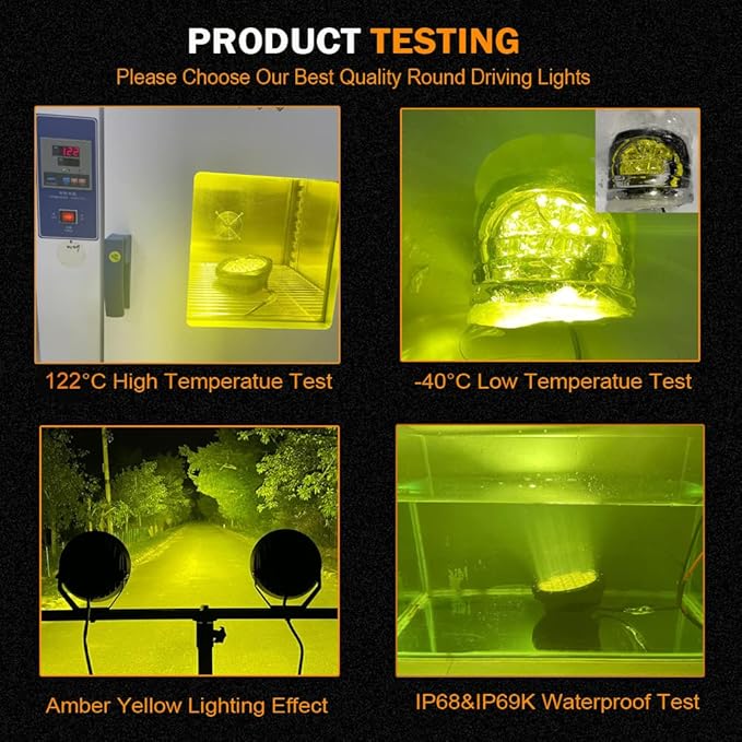 BIGLION.X 7Inch Round LED Amber Driving Offroad Lights 2PCS 210W 32000LM Amber Off road Lights LED Off Road Light Round Waterproof IP68 IP69K 12V 24V for Pickup Trucks SUV ATV UTV 4x4