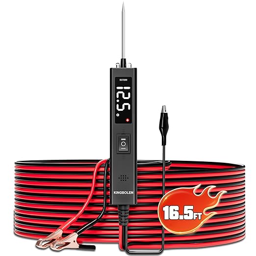 KINGBOLEN ECT200 Automotive Electrical Circuit Tester, 12V 24V Car Voltage Test Power Probe Tester, Component Activation, Continuity Test, Trailer Light Tester, Short Circuit Finder, 16.5FT Cable