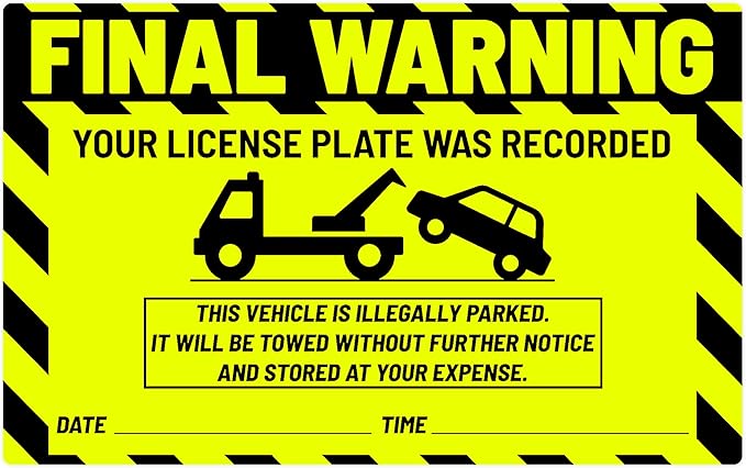 easykart labels 50 Parking Violation Notice Parking Violation Stickers Tow for Car Parking Warning Adhesive Car Window Fluorescent Green Labels (1 Pack)