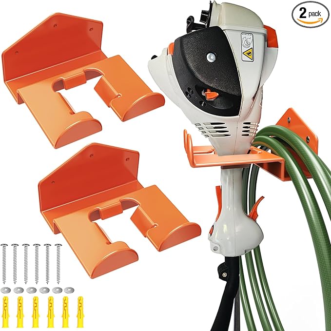 Weedeater Hanger Wall Mount Garage Organizer Trimmer Rack for Garage Wall, String Trimmer Hanger Heavy Duty Weed Wacker Hooks 2 Pack